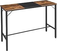 HOOBRO 47.1" Rustic Brown Rectangular Bar Table, Counter Height Pub Table for Small Spaces, Sturdy Metal Frame, Easy Assembly BF12BT01