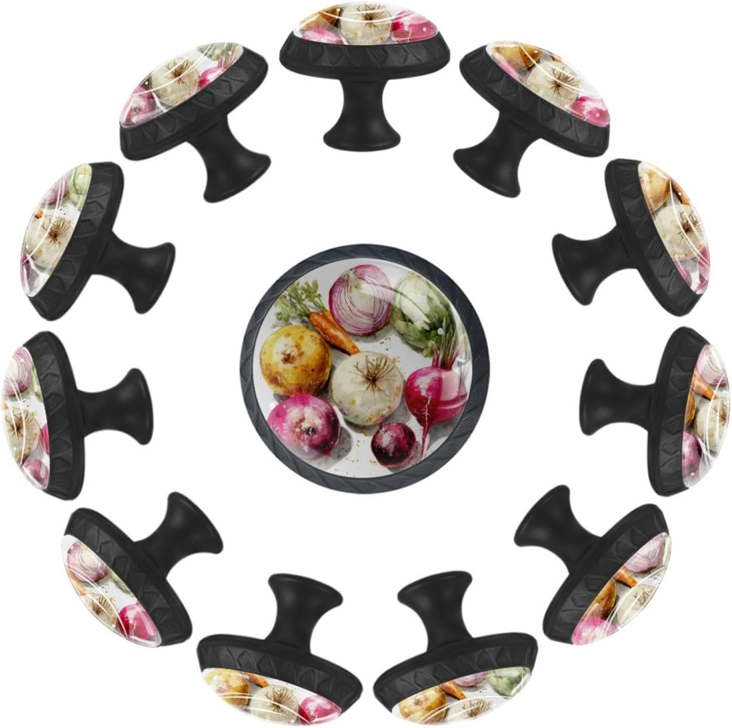 Black Base Funny White Goose (2) Decorative Pulls, Pattern Cabinet Knobs for Home Furniture Decoration