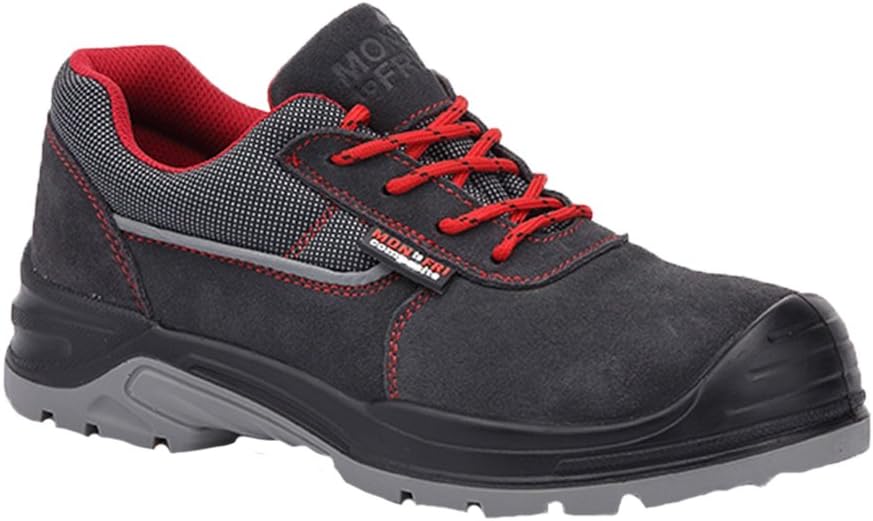 Paredes SM5061 GR38"Beta" Safety Shoes, S1P, Size 5, Grey/Red