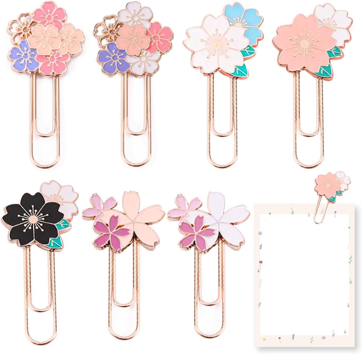 7 PCS Cherry Paper Clips Metal Paperclip Large Size Paper Clip Cute Bookmark Colorful Office Supplies Gifts for Teacher & Students, Bookmark Clamp Desk Accessories Stationery for School