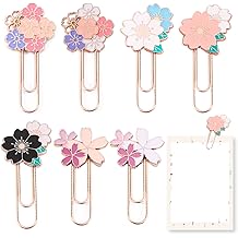 7 PCS Cherry Paper Clips Metal Paperclip Large Size Paper Clip Cute Bookmark Colorful Office Supplies Present for Teacher &amp; Students, Bookmark Clamp Desk Accessories Stationery for School