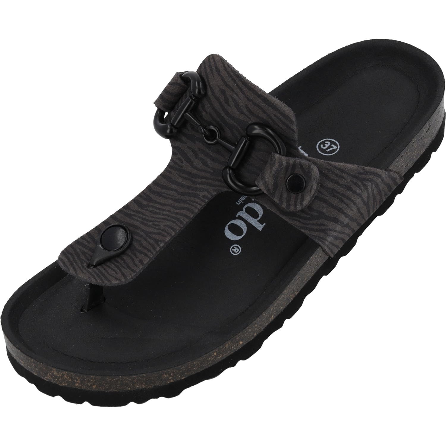Palado Zehentrenner Damen Kos Zebra - gefertigt aus hochwertigem Veloursleder - Made in Spain - EVA-Sohle - Weichfußbettung - ideal für Sommer und Freizeit