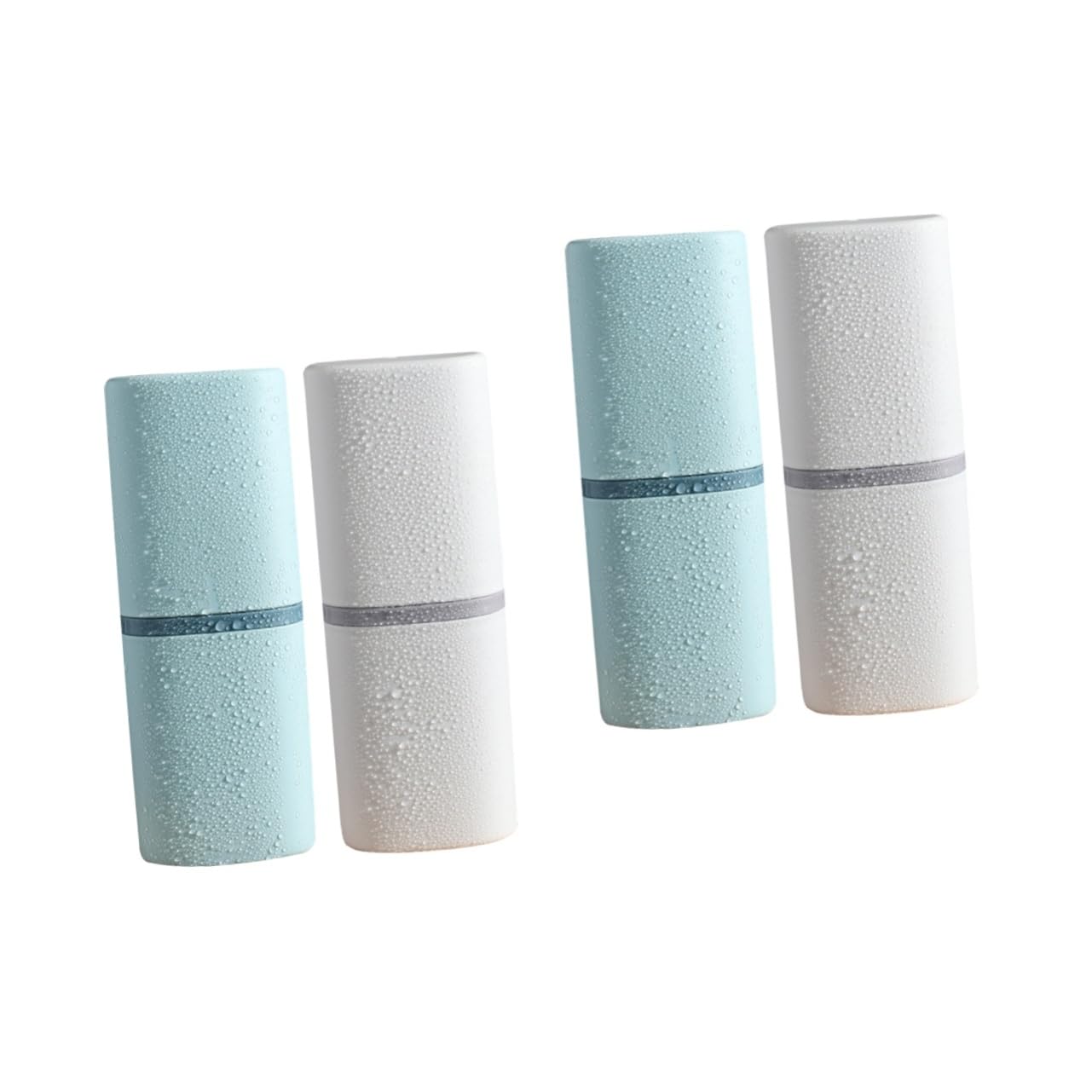Baluue 4pezzi Porta Spazzolino e Tazza Lavaggio Portatile Astuccio Due One Per Viaggi e Casa Design Elegante in Bianco e Blu Organizer Per Igiene