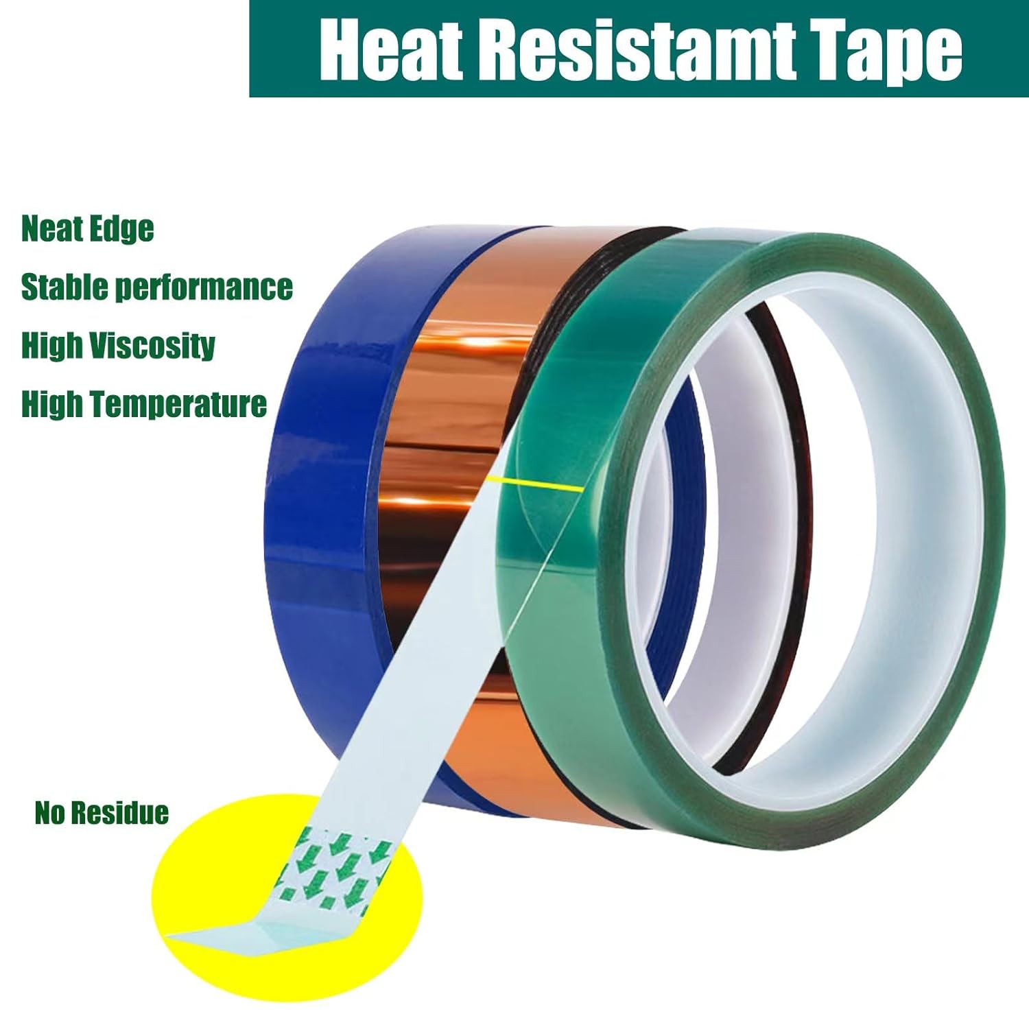 Heat Tape for Sublimation,3 Rolls 20mmX33m(108ft),Heat Resistant Tape for High Temperature,Heat Transfer Adhesive Tape,Sublimation Tape,No Residue(3 Colors)