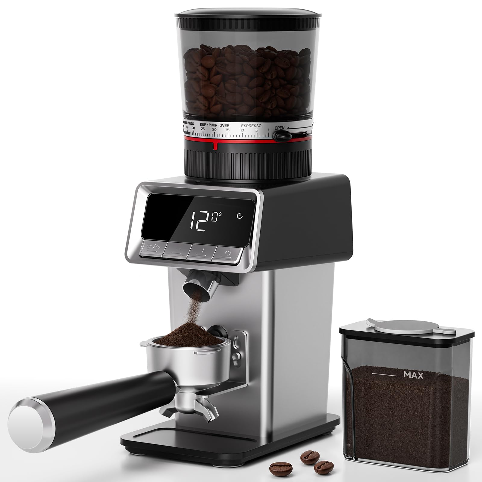 AAOBOSI Kaffeemühle, Antistatik, 40 Mahlgrade, LED-Display