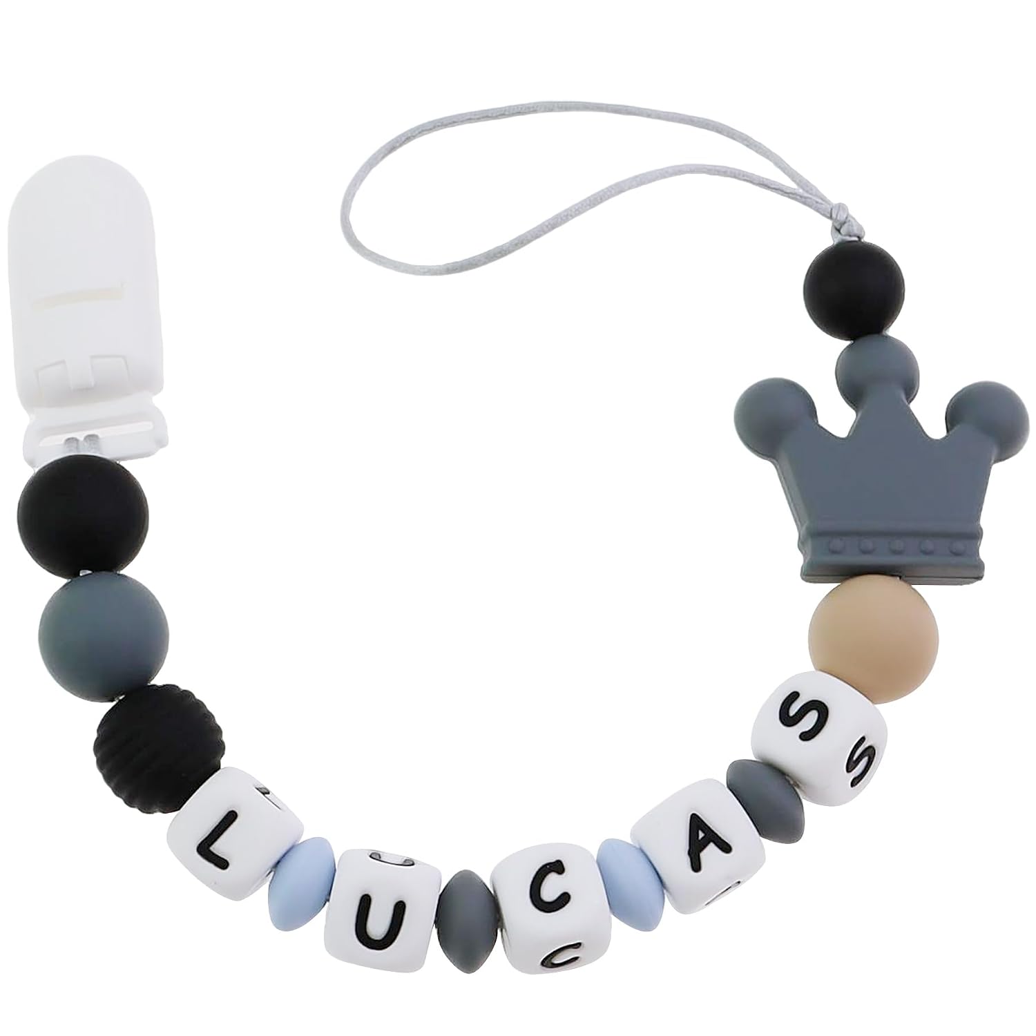 Personalized Stroller Clips with Name Custom Beaded Chain Holder Stroller Gifts for Baby Boys Girls (D)