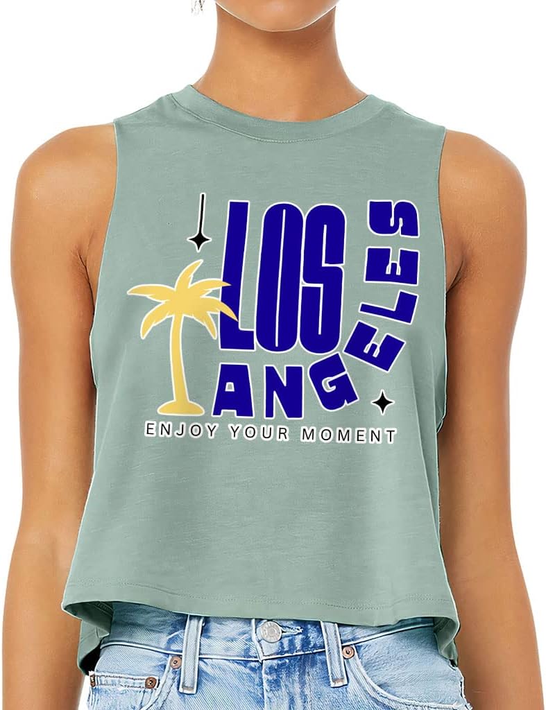 Enjoy Your Moment Racerback Cropped Tank - Los Angeles Women's Tank - Bright Tank Top