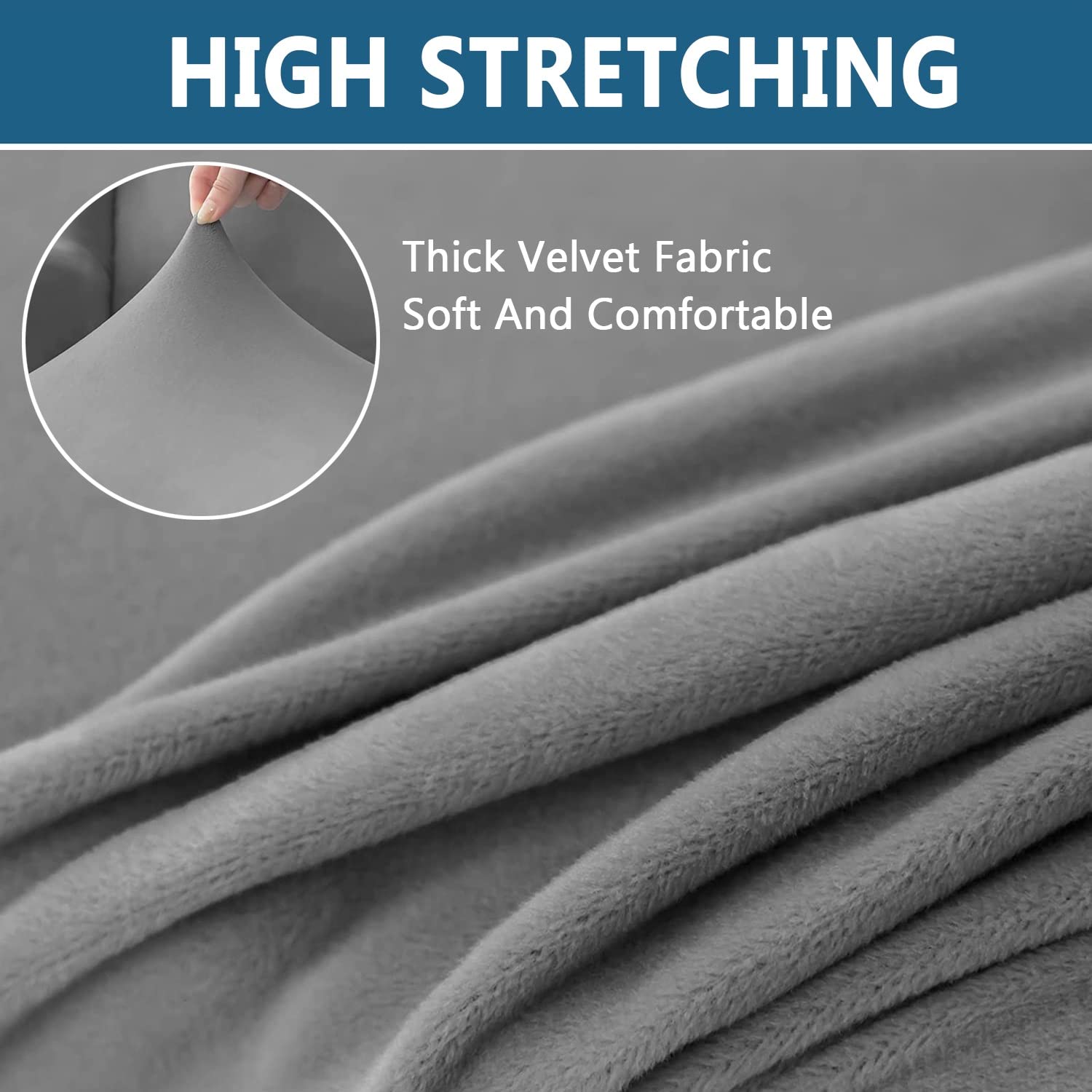 Copri Pouf In Velluto Elastico 60x60 Cm - Fodera Per Poggiapiedi, Blu Navy - Foto 11