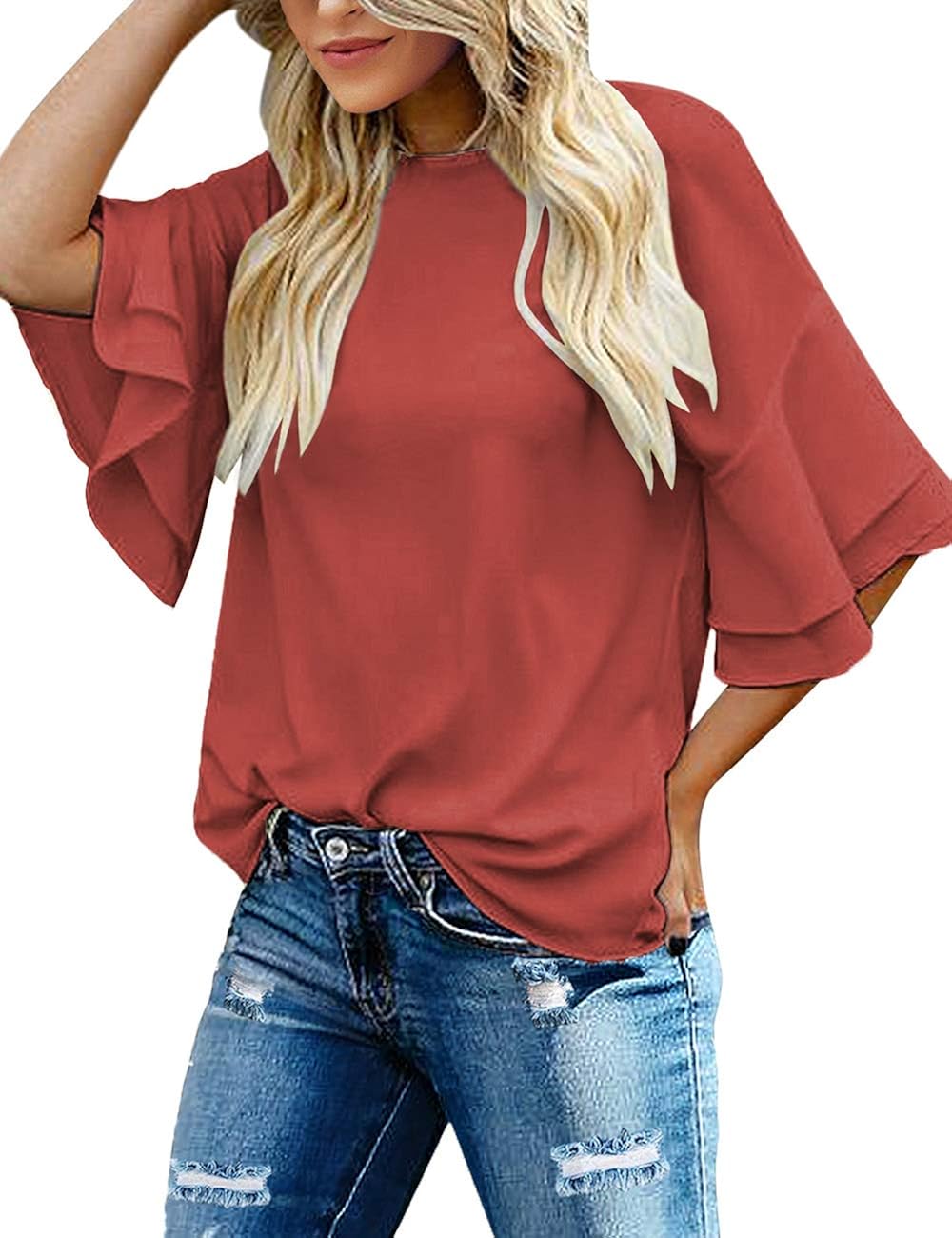 Red summer blouse Clearance