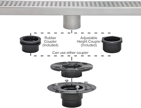 SaniteModar 2-in ABS Shower Drain Base can be Used with Any Size of Square and Linear Floor Shower Drain,It is Equipped with Threaded Joints and Rubber Joints