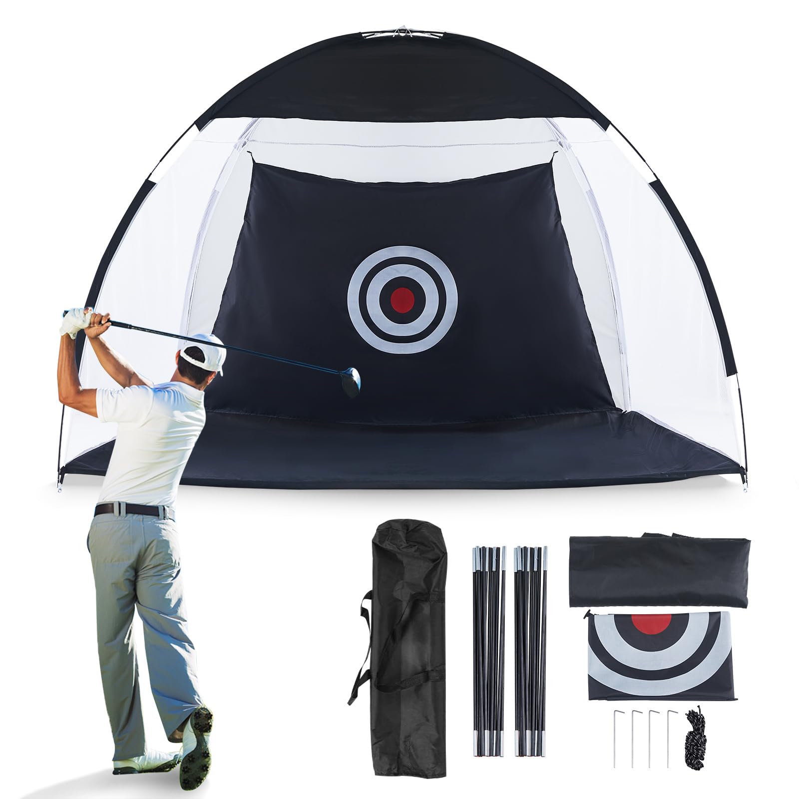 CLIPOP Golf Practice Net Golf Hitting Net with Swing Training Targets and Carry Bag for Kids Adult Indoor Outdoor Home Backyard Sports