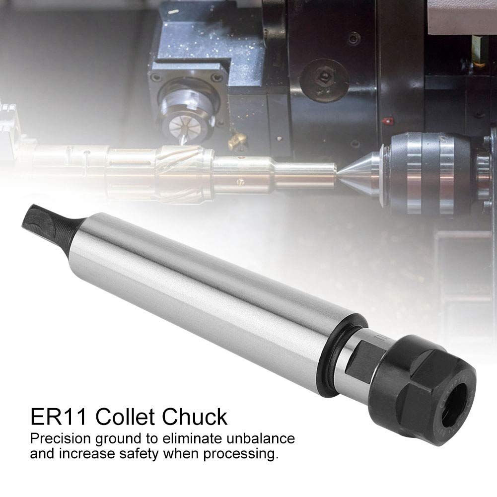 ER11 Collet Chuck Holder with Morse Taper Shank 0.0005 InchCarbon Steel Construction Straight Long Shank DIN6499B Standard Rugged (MTA2-ER11) - Image 3
