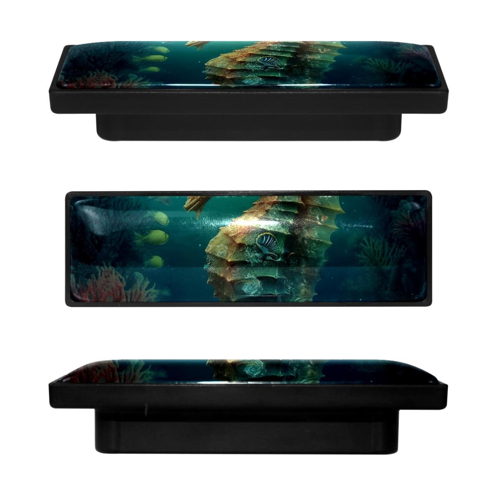Boutons de cuisine rectangulaires hippocampe bleu océan pour tiroir et commode