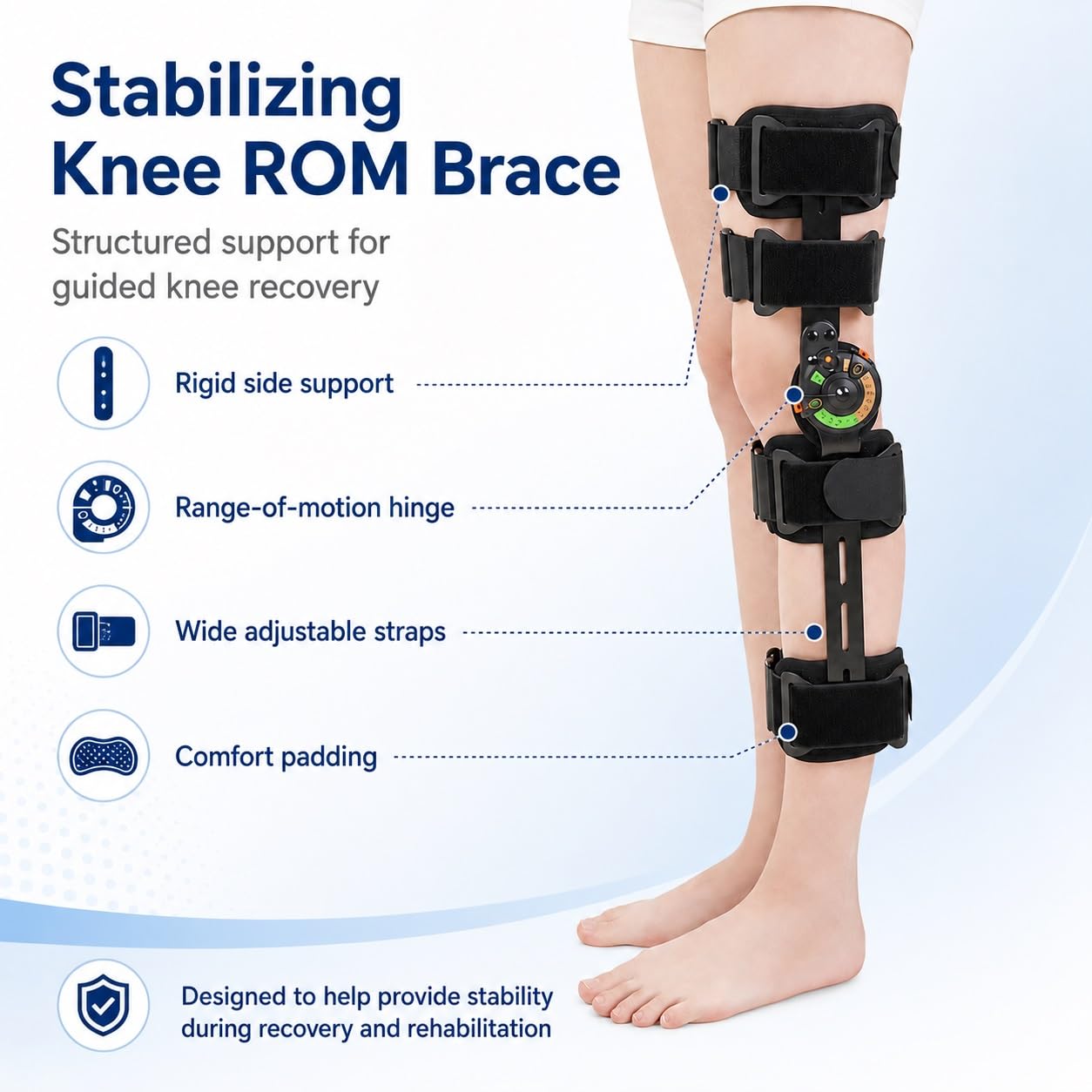 Genérico Rodillera ortopédica de Rango de Movimiento, Soporte articulado para la Rodilla para recuperación postoperatoria, Rotura de menisco, lesión de ligamento Cruzado Anterior (LCA), lesión de