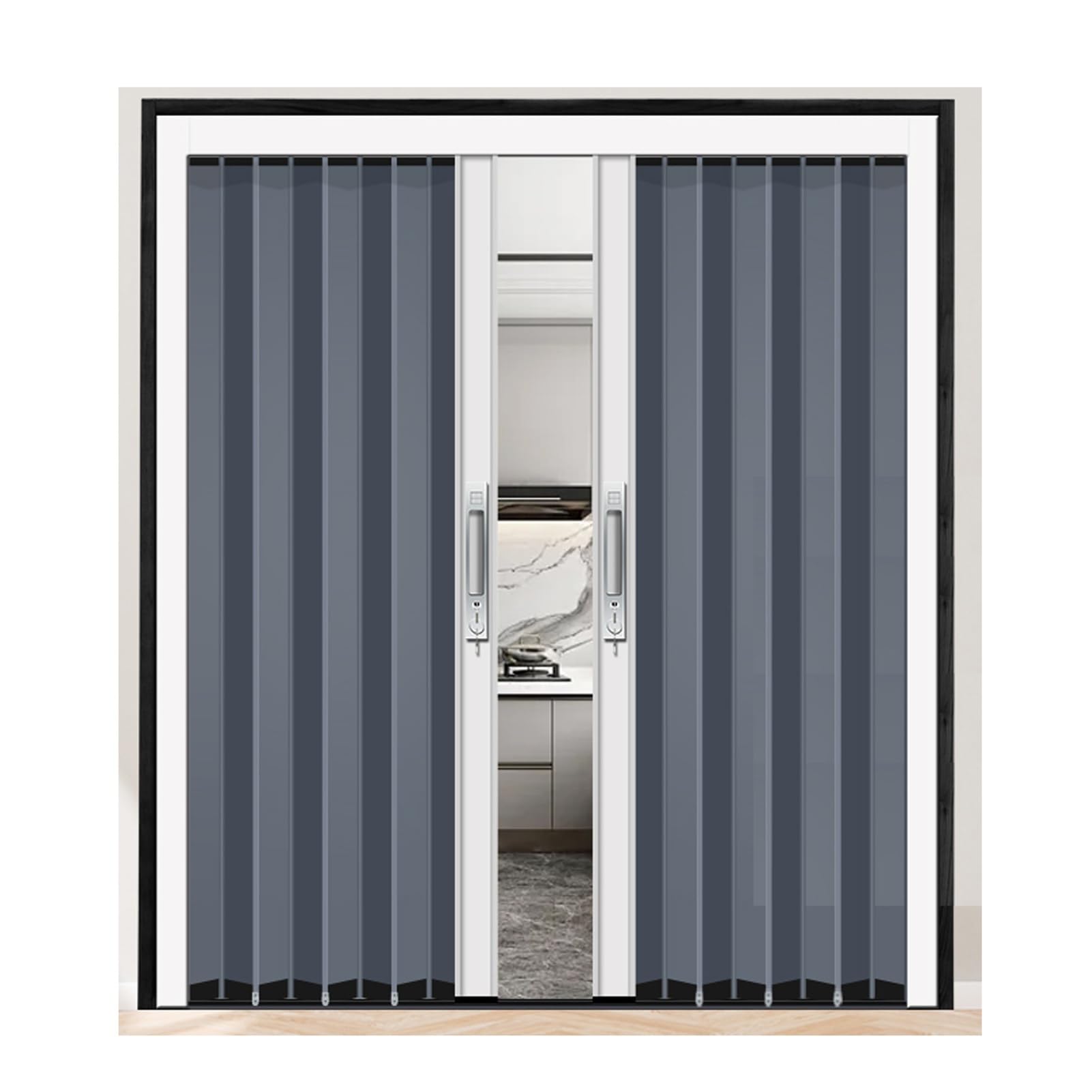 Drzwi harmonijkowe z zamkiem do pralni, składana konstrukcja, wewnętrzna rama aluminiowa, wielowarstwowy, matowy panel zapewniający prywatność, oszczędność miejsca