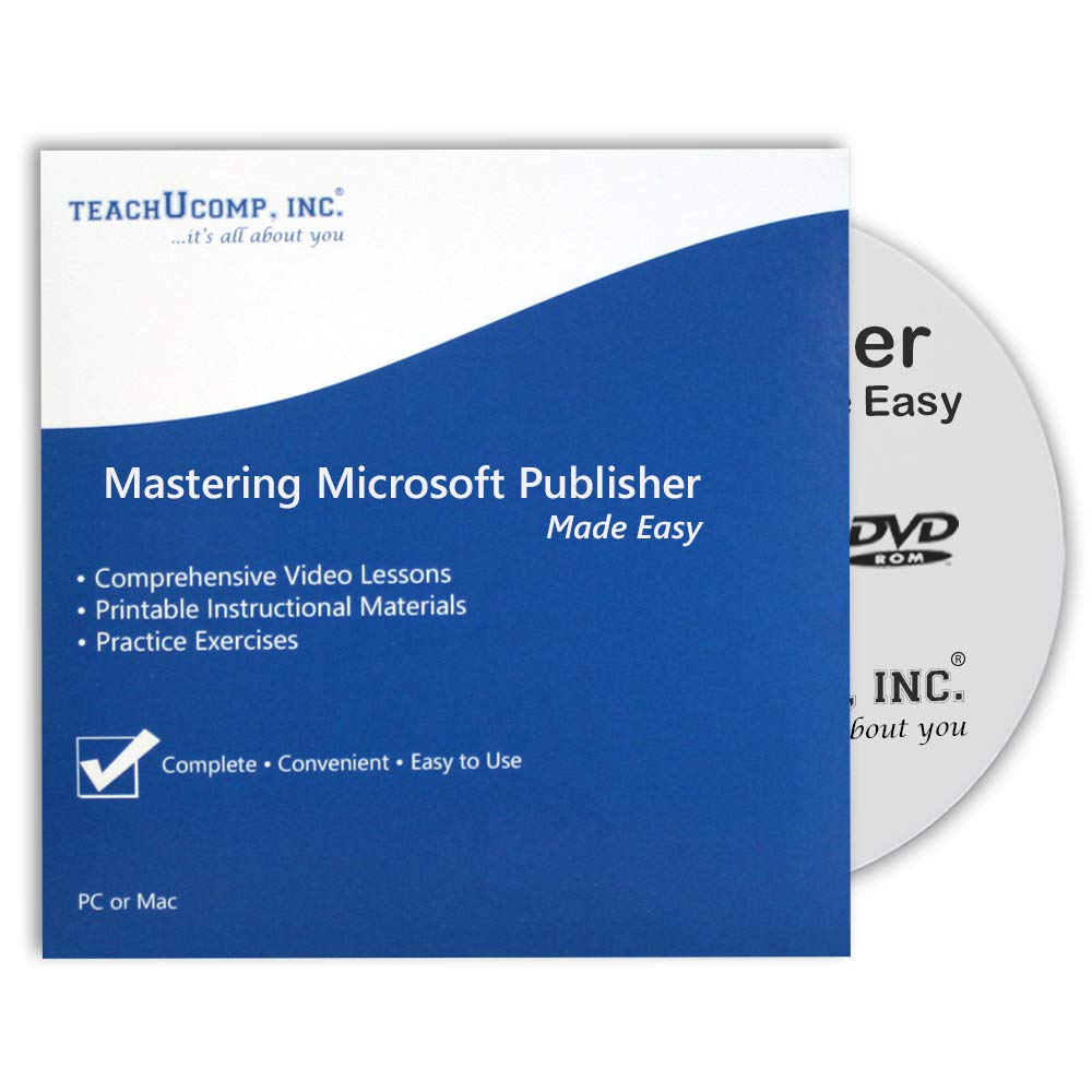 Learn Microsoft Publisher 2019 and 365 DVD-ROM Training Tutorial Course- Video Lessons, Printable Instruction Manual, Quizzes, Final Exam and Certificate of Completion