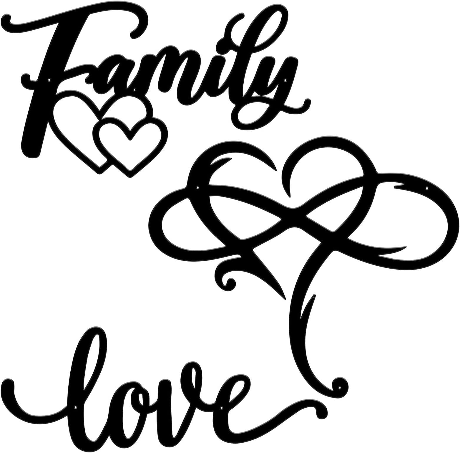 Moxweyeni 3 Pcs Metal Wall Decors Family Love Heart Signs Black Metal Wall Arts Hanging Decor for Home Dining Room Kitchen Door Decorations