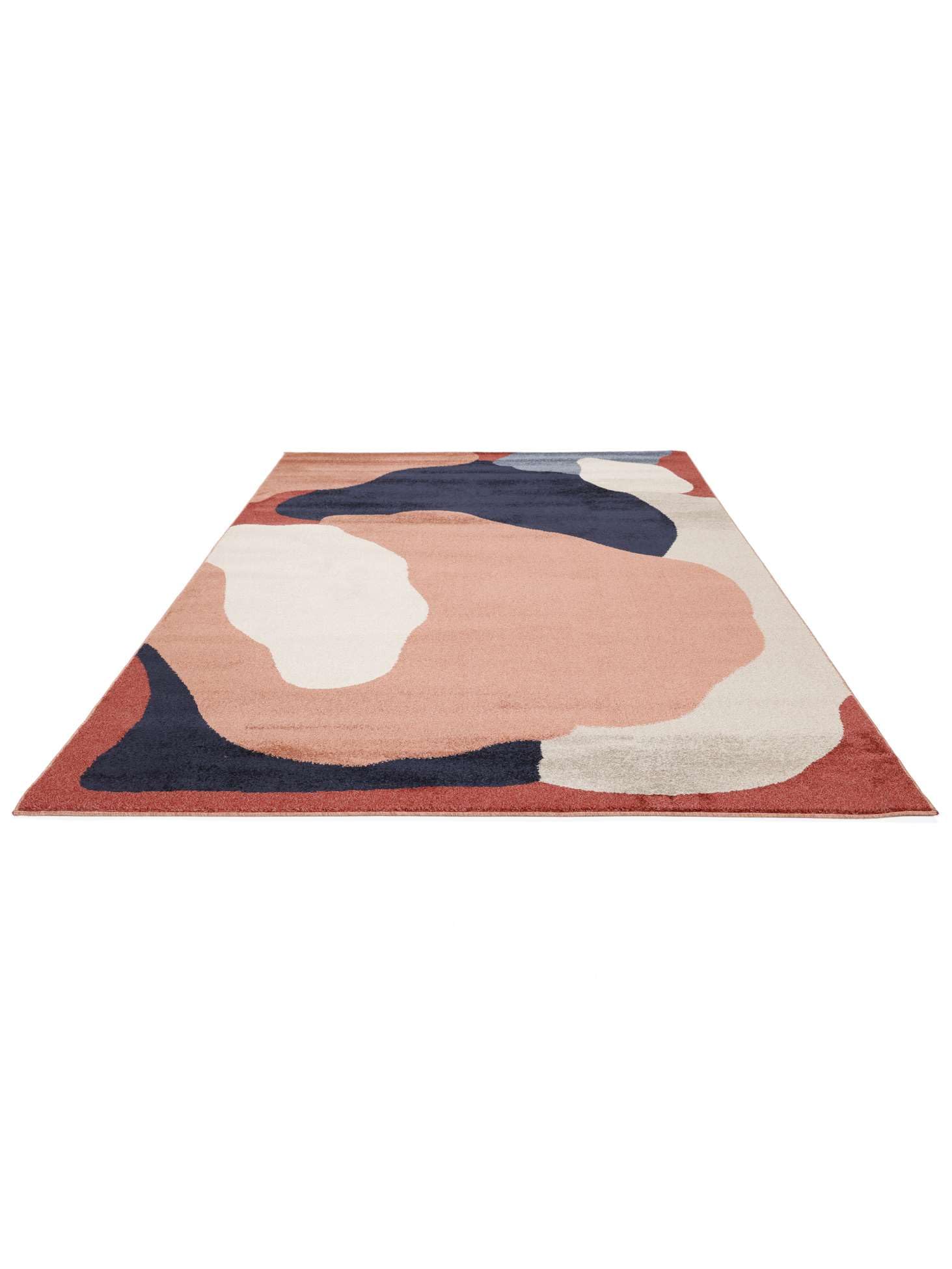 RugVista Big Sur, Alfombra, Modernas, 140 x 200 cm, Rectangular, Pelo Medio, Limpieza en seco, Oeko_Tex_100, Terracotta/Navy