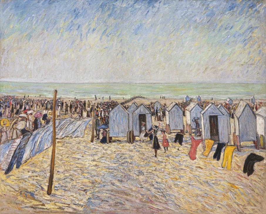 Peinture sur toile plage de Knocke Theo Von Brockhusen 60x90cm