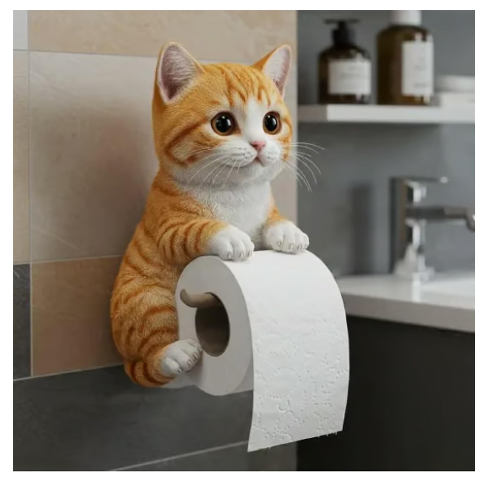 Portarotolo Carta Igienica A Forma Di Gatto - Set Da 4, Porta Rotolo Autoportante Stampato 3D, Divertente Accessorio Per Bagno