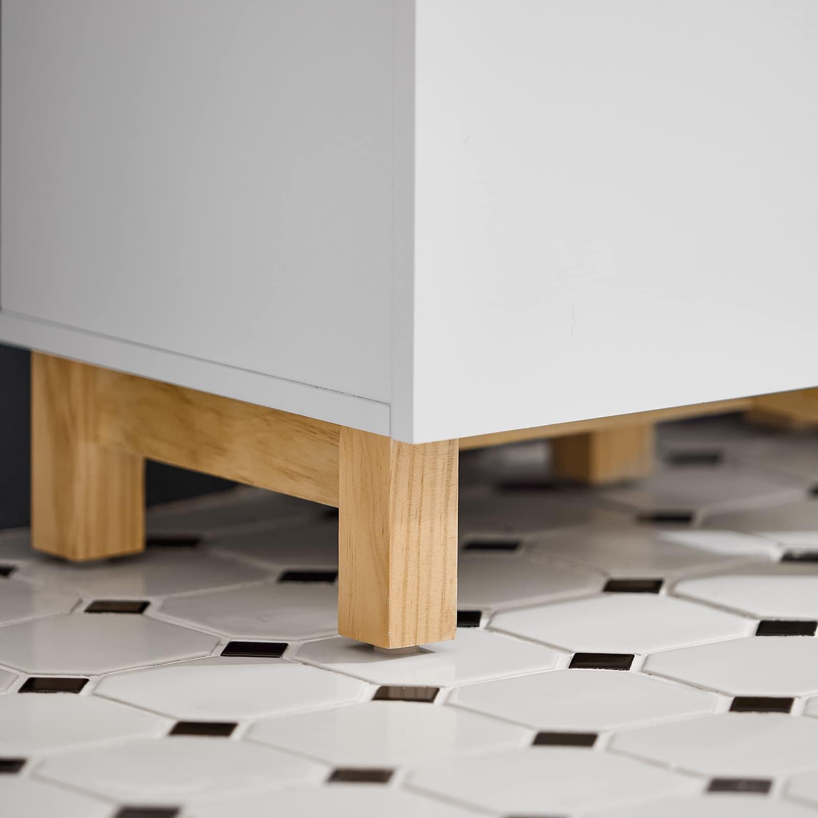 SoBuy Armadietto da Bagno con Cesto per il Bucato – Mobile per il Bucato con Cassetto Compatto, Mobile Salvaspazio in Legno per il Bagno, Design Moderno, Bianco, 34x90x30 cm, BZR93-W