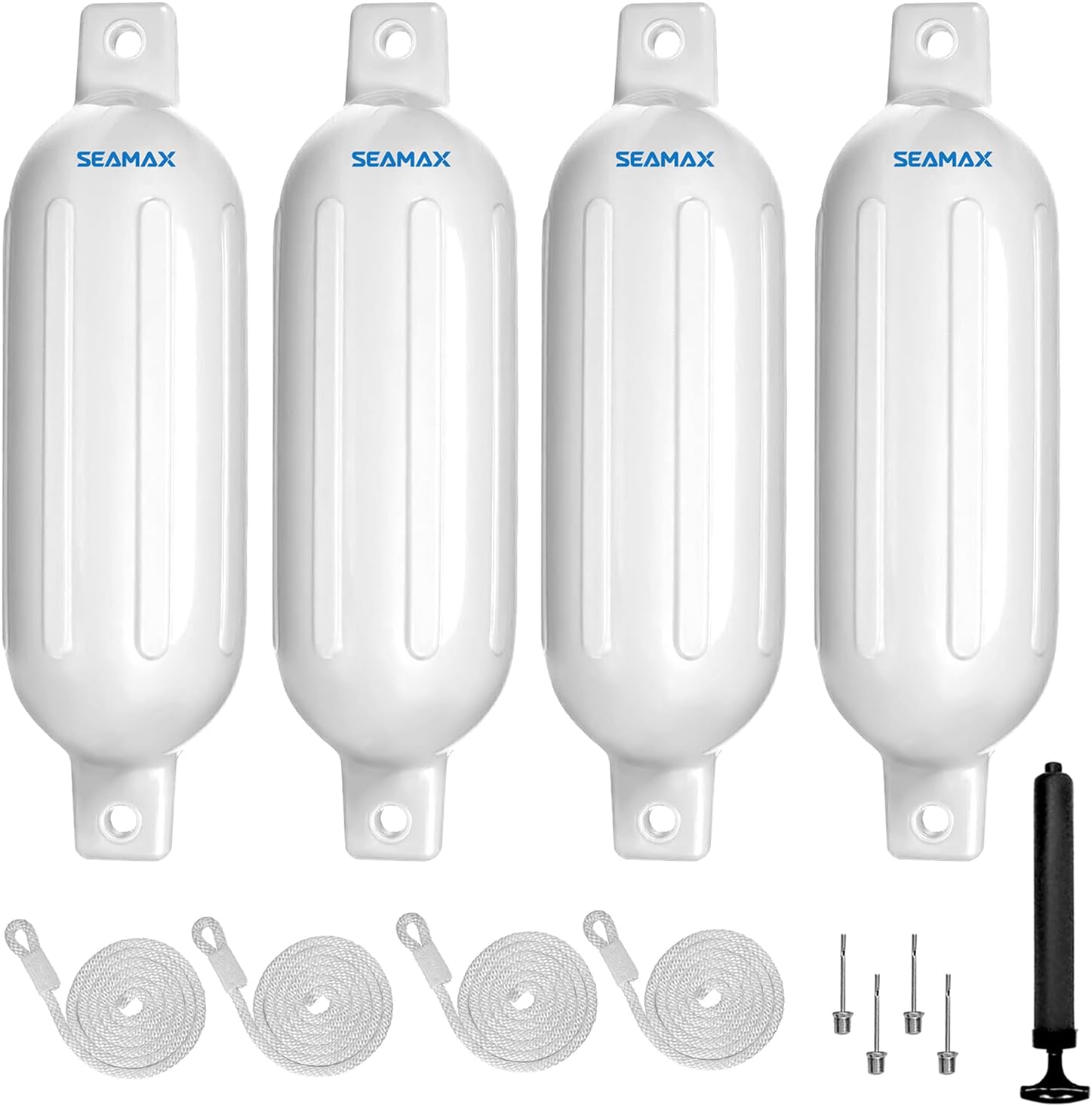Seamax Heavy Duty Large Boat Fender in White 16'' Long, 4.5" Diameter