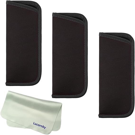 Lucornky Slip in Eyeglasses Cases Holder 3 Pack, Protective Soft Glasses Sleeve for Reading Glasses Storage Bag Pouch