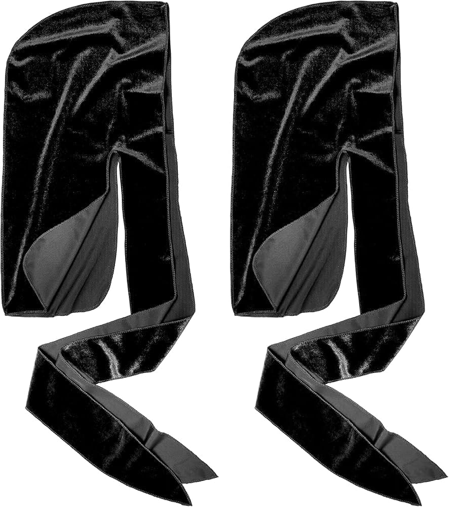 KISS COLORS & CARE Power Wave Velvet Luxe Durag - Black, Breathable, Stretchy Velvet Fabric Ideal For Wave Formation & Overnight Comfort, Stylish & Practical For All Hair Types, 0.13 pounds