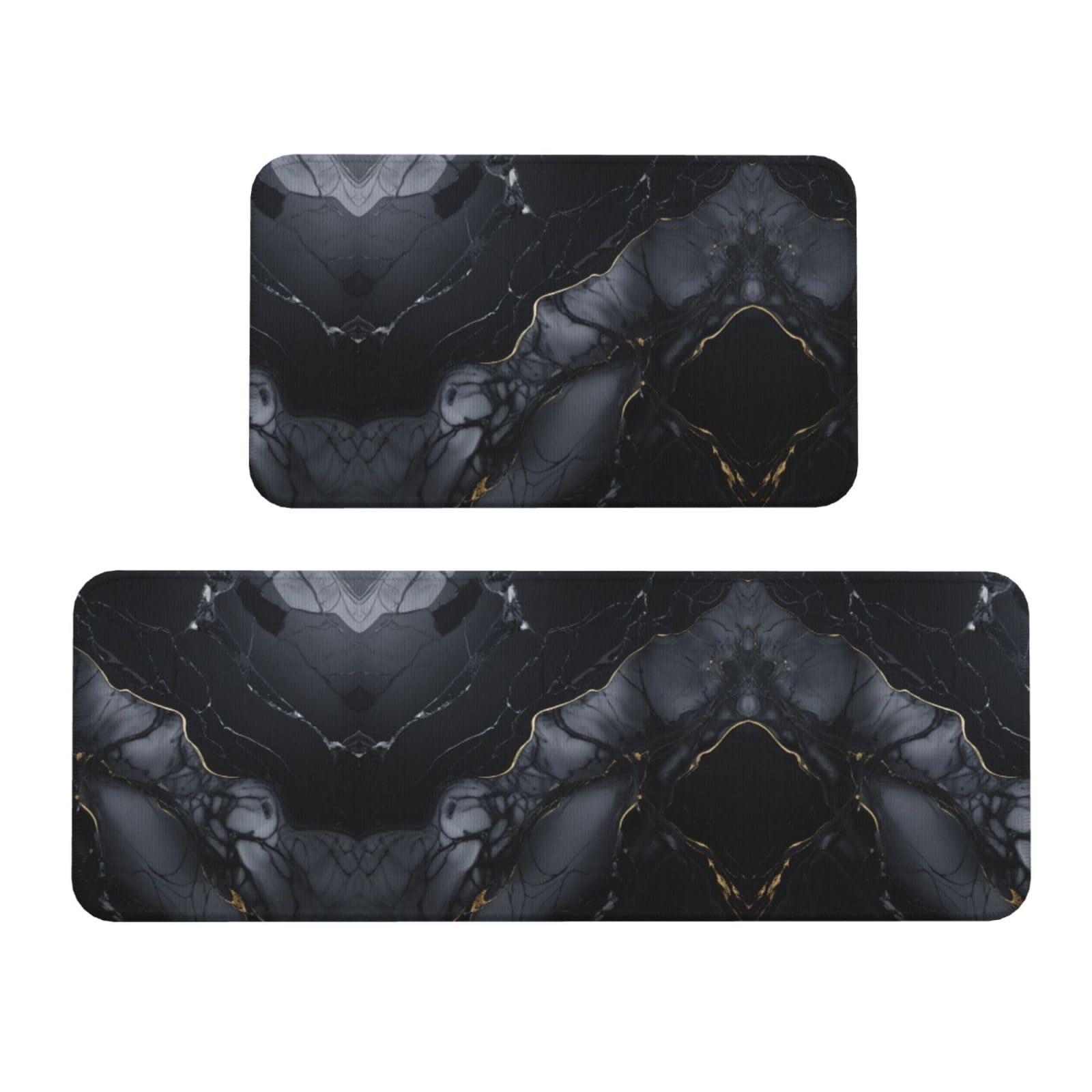 Tapetes de cocina impermeables juego de 2 alfombras de mármol negro antideslizantes de chef