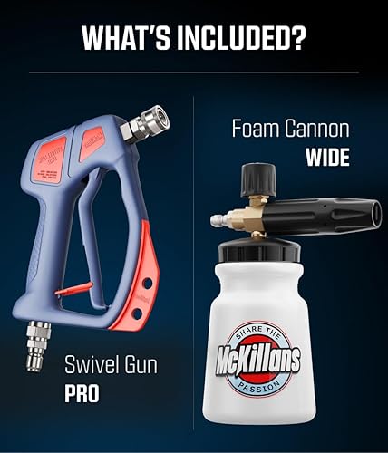 Miniatura 2 de McKillans Pistola giratoria PRO + cañón de espuma (mes ancho), pistola de lavado a presión corta con giratorio, mango de alta presión, dispensador