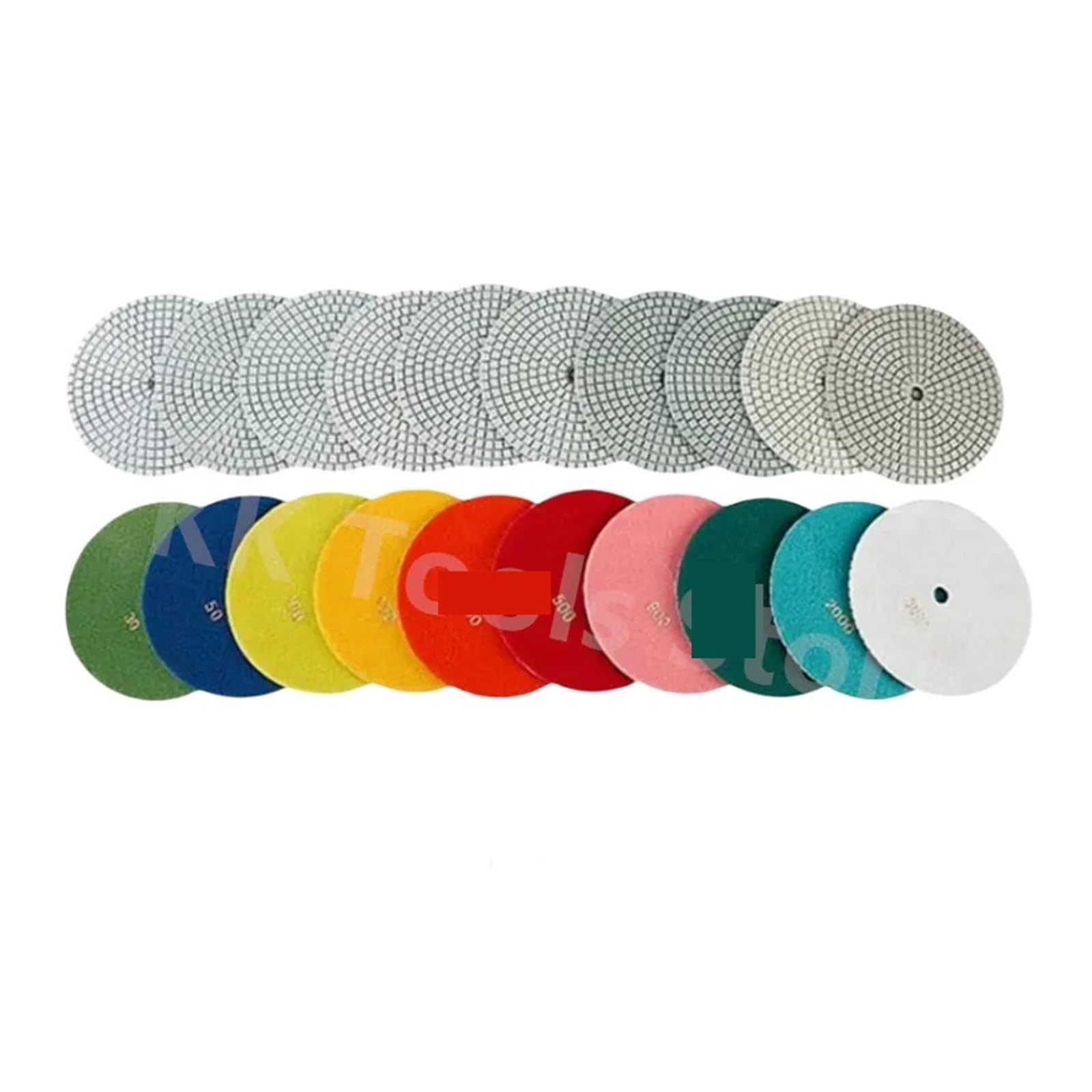 Discos de Pulido de Diamante húmedo de 17,8 cm (10 Unidades), Grano 30-3000, Flexibles, para Granito, mármol, Piedra, Suelos (100 Unidades, 17,8 cm)