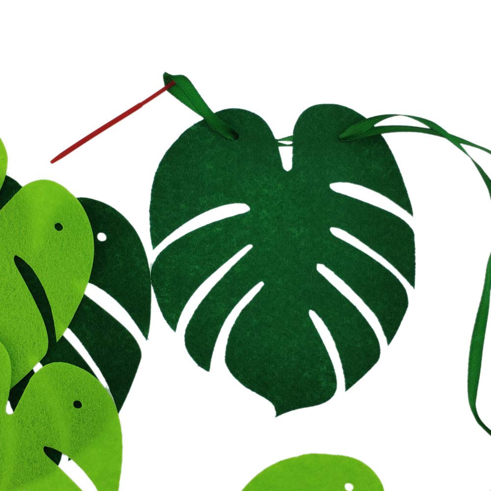 SaktopDeco Paquete de 2 pancartas de fieltro tropicales de hoja de palma hawaiana Luau para decoración de fiesta de cumpleaños y baby shower