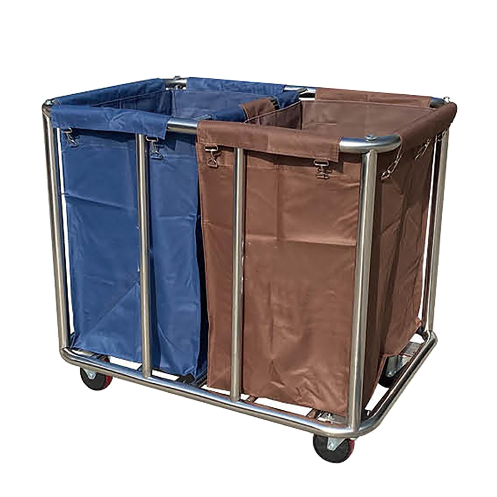FQMYLTYN Carro Clasificador de Ropa Comercial con Ruedas, Carro de Lavandería Industrial de 400 L, Cesto para Ropa Blanca de Hotel con Estructura de Acero Inoxidable y Tela Oxford Impermeable