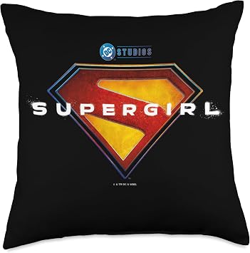 Supergirl 2026 Full Color Shield Name in Center Throw Pillow