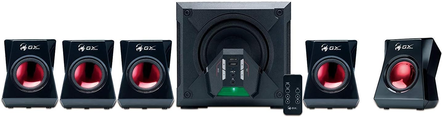 Genius GX-Gaming G5.1 3500 speaker system components and packaging