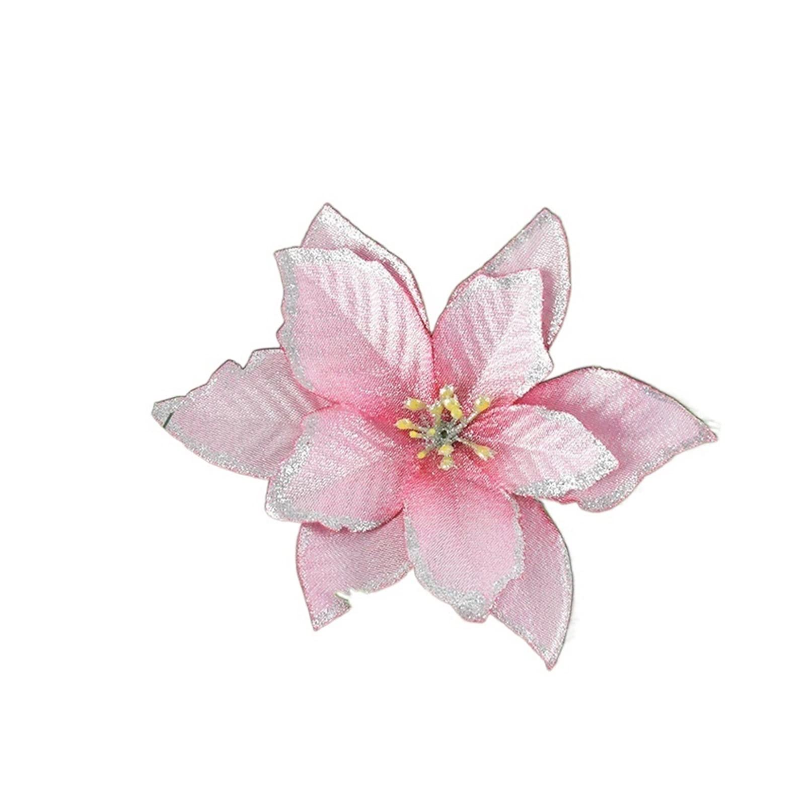 クリスマス　ポインセチア　造花　グリッター Amazon｜Sawowkuya 15個 シルバー ポインセチア 造花 グリッター