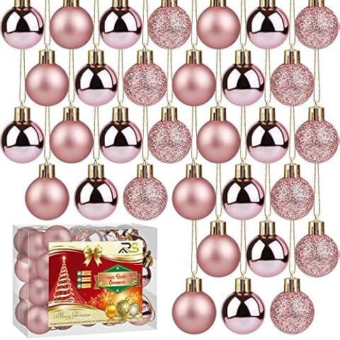 Ruisita 36 Pieces 30 mm Christmas Balls Decoration Shatterproof Christmas Tree Baubles Mini Christmas Hanging Ball for Holiday Wedding Party Decoration Cover