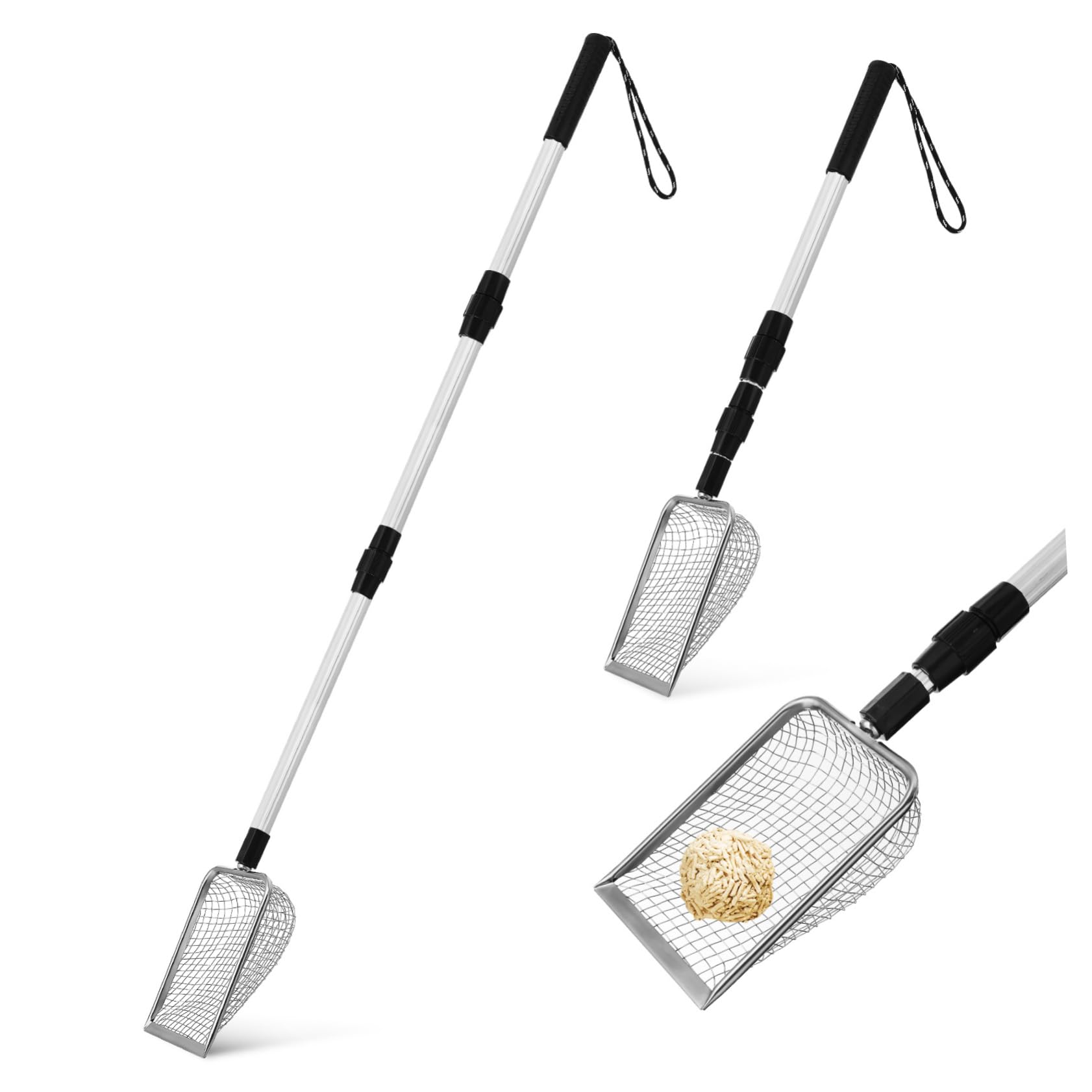 TOYANDONA 2 Pièces Pelle à Litière pour Chat Acier Inoxydable Lot Poignée Tamis à Litière Durable Nettoyage Pratique et Stockage Suspendu