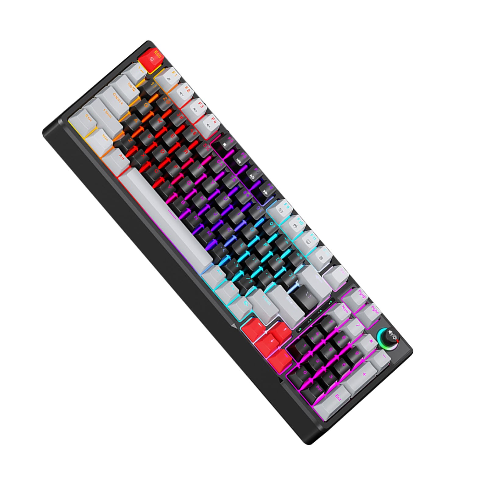 Tastiera Meccanica T50 RGB, Tastiera con Interruttore Blu Sostituibile a Caldo da 98 Tasti, con Illuminazione Dinamica e Controllo Tramite Manopola, Ideale per Giochi per Computer, (#2)