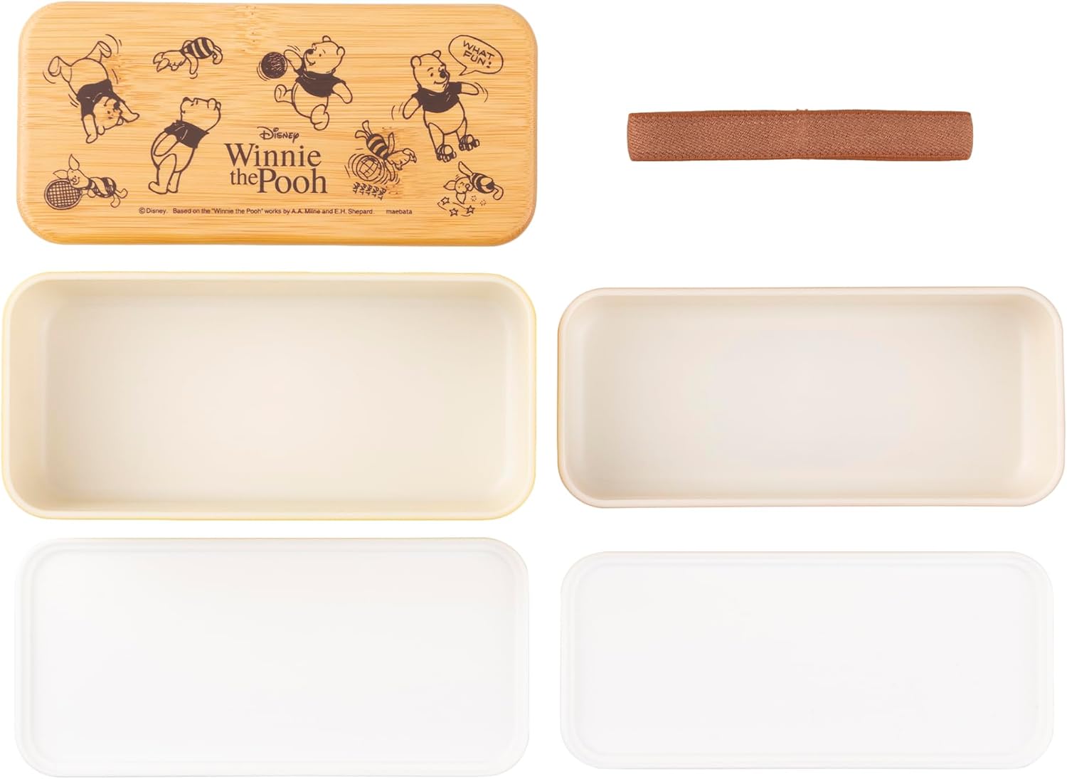 maebata D-WP35 52959 Winnie the Pooh Lunch Box, 2-Tier, Compact, 9.5 fl oz (280 ml), 15.7 fl oz (450 ml), Disney