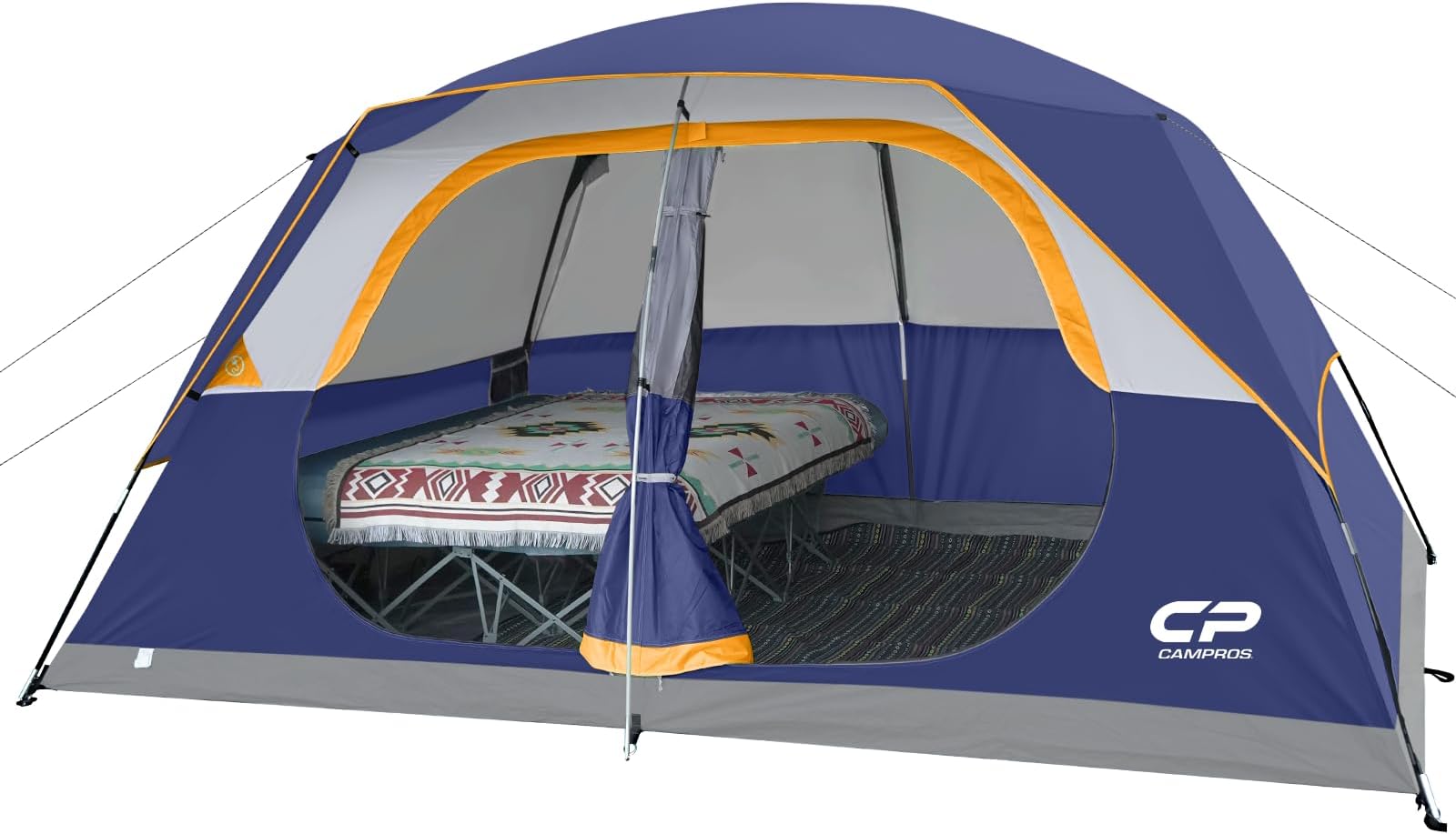 CAMPROS Tent 6/8 Person Camping Tents, Waterproof Windproof Family Dome Tent with Top Rainfly, Large Mesh Windows, Double Layer, Easy Set Up, Portable with Carry Bag, for All Seasons