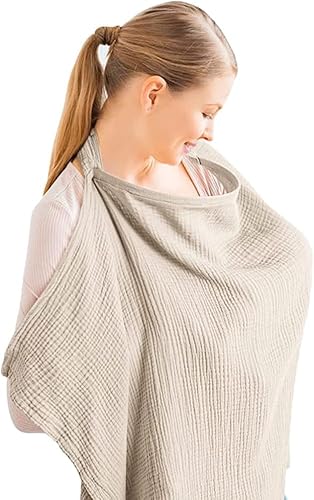 授乳ケープ 授乳カバー ベビーカーカバー ママカバー 綿 透けない 360度安心 日よけ 通気性 抱っこ紐カバー 授乳ストール 多機能 ポンチョ 出産祝い 授乳服 夏 お出掛けに便利 (ベージュ)