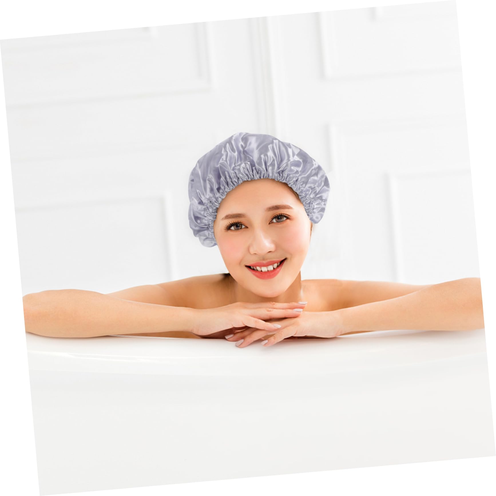 3 piezas Gorro de Ducha Reutilizable para Mujer Pack de Satinado Gorro para Baño y Color Rosa Melocotón Gris