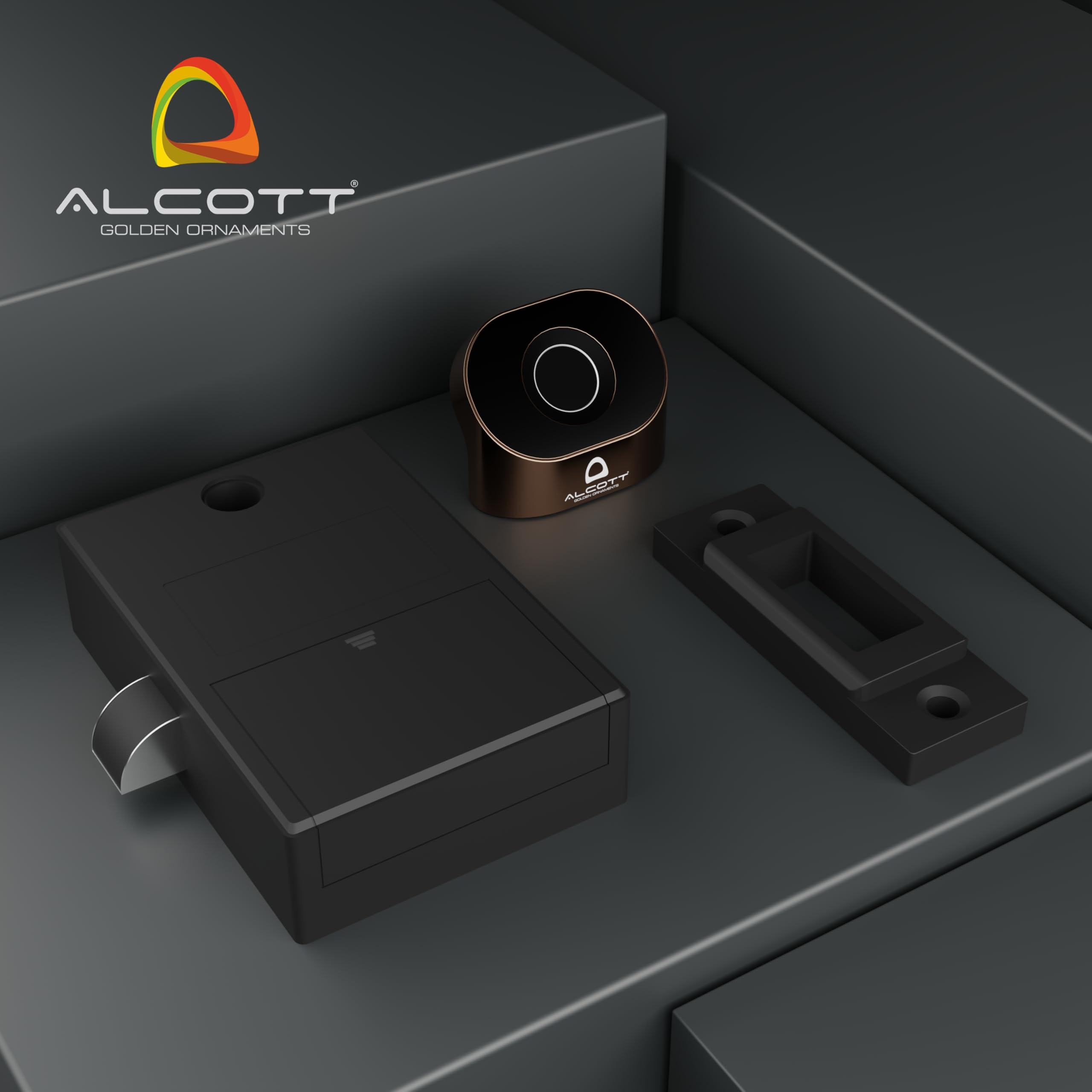 ALCOTT® ZINC Fingerprint Drawer Lock, Smart Biometric Cabinet Lock, Safety Electric Drawer Wardrobe,1st Made in India Digital Furniture Lock| Black| 3 Yrs Warranty (Store Upto 20 Fingerprints) 2