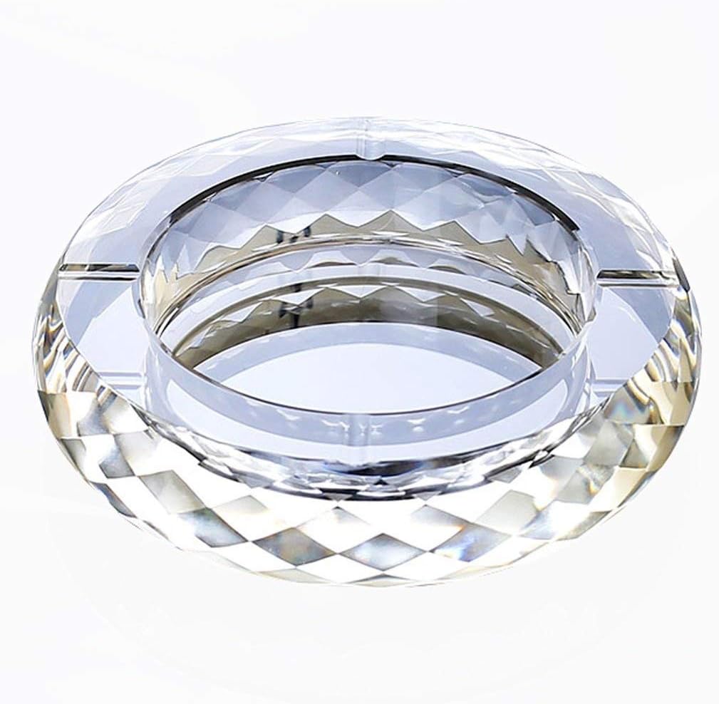 Ashtray - Cigarette Ashtray Round Crystal Tabletop Ash Tray with 4 Slots - for Indoor and Outdoor Use (Size : 18 * 4.5Cm) Home Decoration / 15x4cm