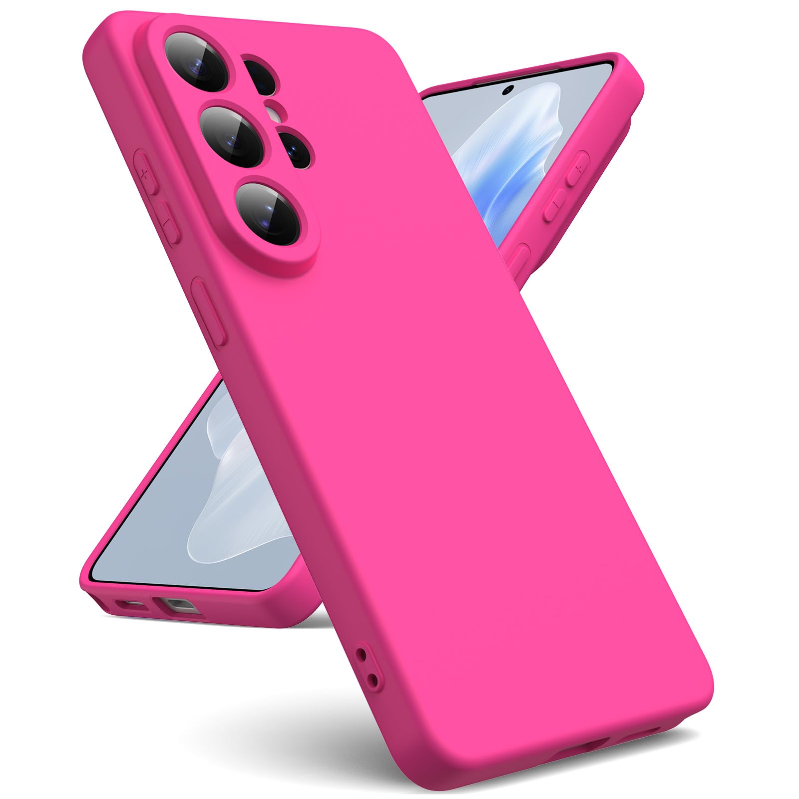 Oududianzi - Cover per Samsung Galaxy S26 Ultra 5G, Custodia Silicone Liquido, Interno in Microfibra Morbida, Protezione Antiurto Resistente - Rosso Rosa