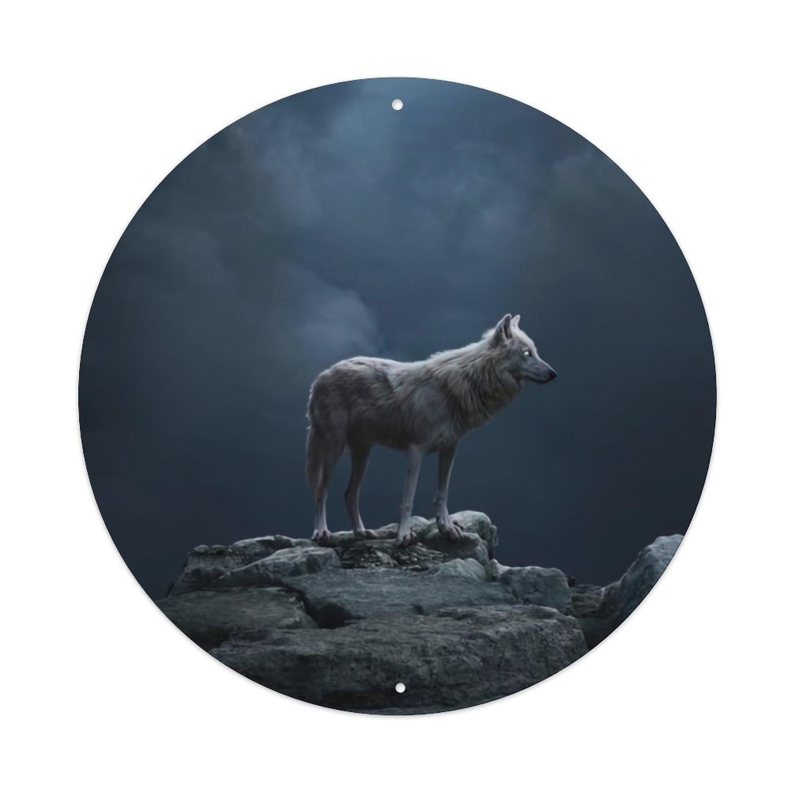 Animals Artwork Wolves in The Moonlight Vintage Metal Tin Sign Plaque Wall Decor for Cafe, Club Bar, Office, Garden Metal Poster 8x8Inch