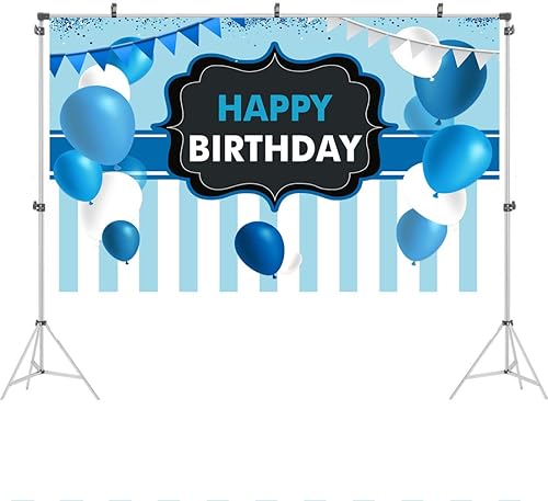 Miniatura 2 de Fondo de cumpleaños con diseño de rayas azules para niños 49 x 59ft para fiestas y niños fiestas de cumpleaños para decoración de mesa de tarta 1