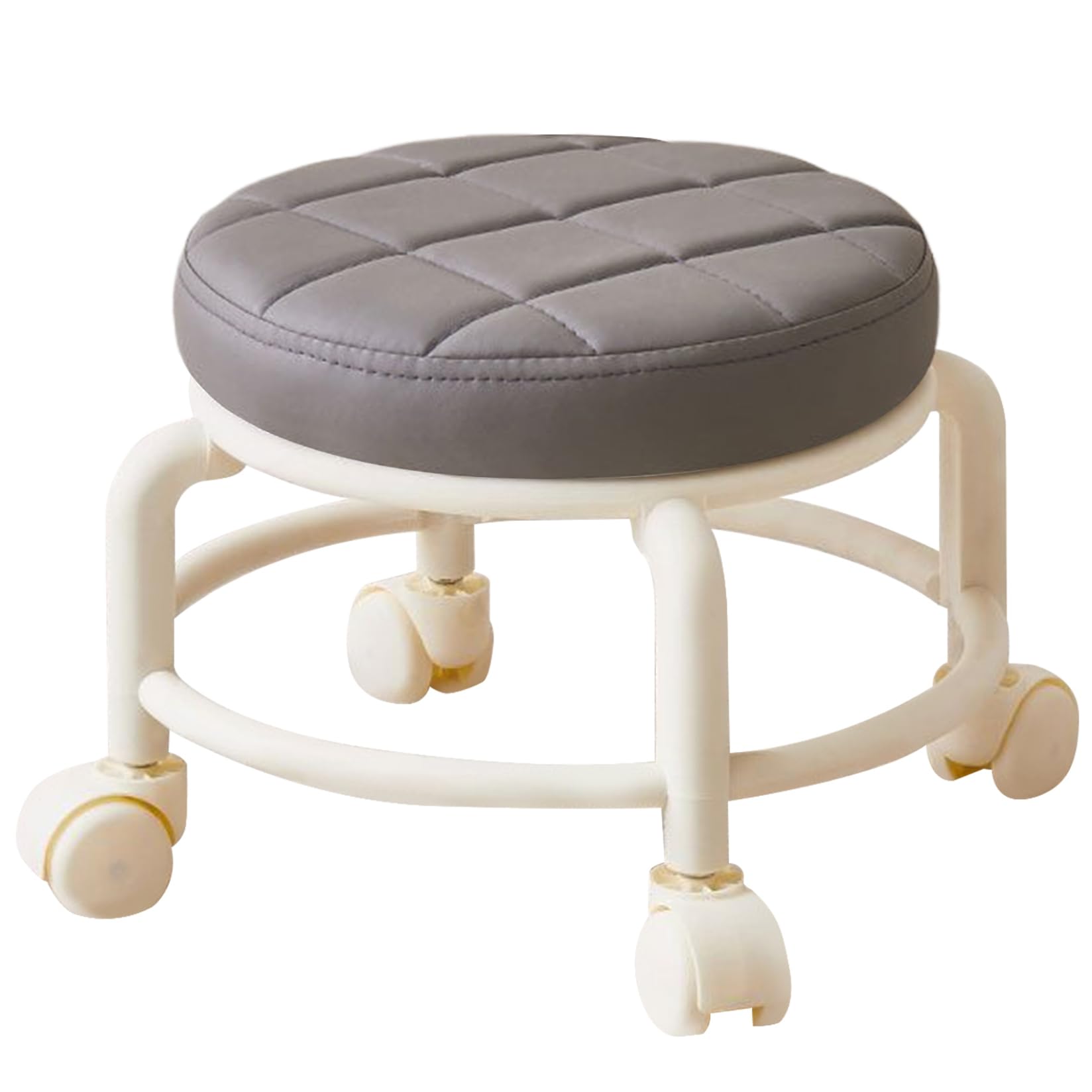 Nukinp Low Rolling Stool, 10.2 Inch Tall Rolling Stools with Wheels Heavy Duty Small Stool On Wheels, 360° Swivel Pedicure Chair for Home Office Garage Shop Grey