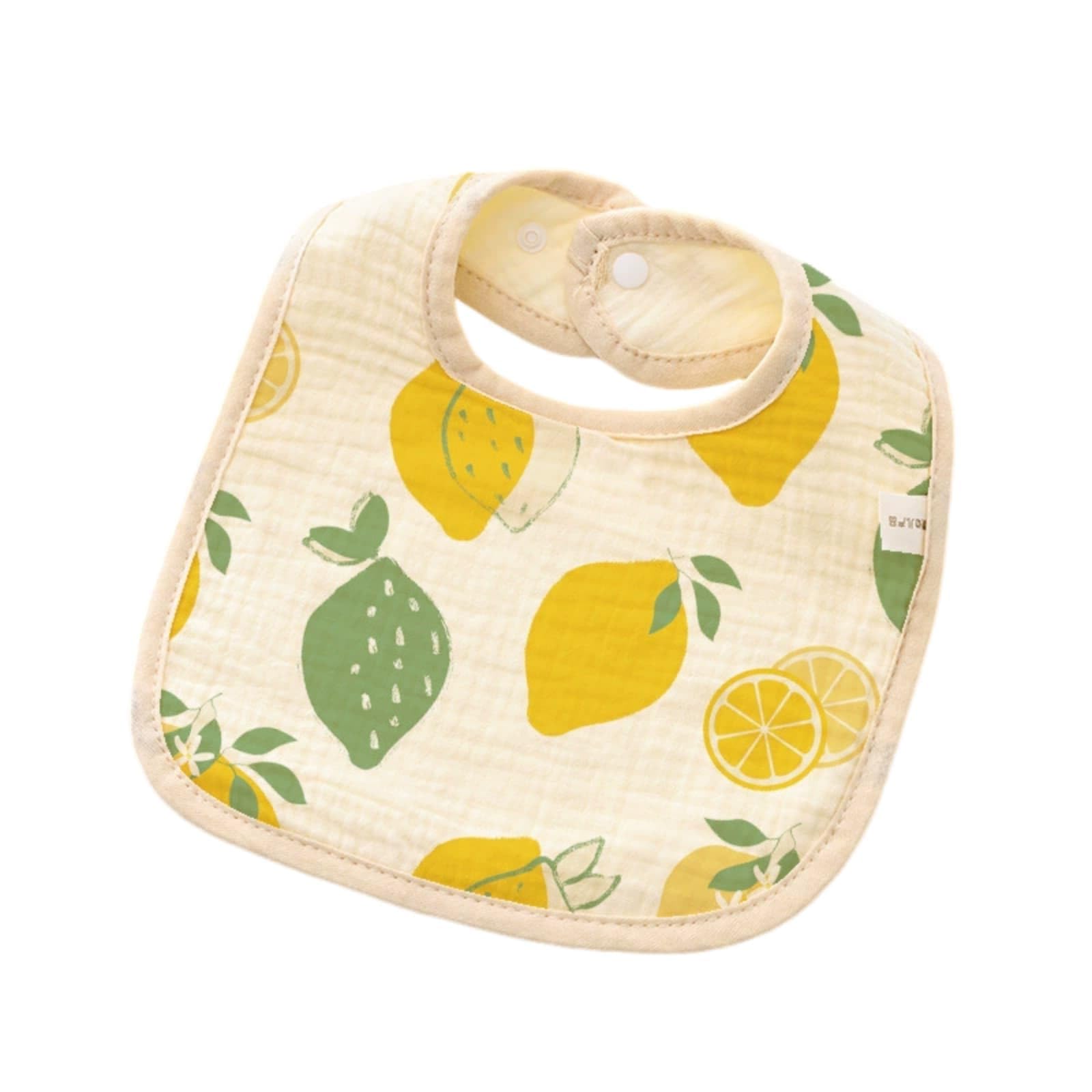 Hixingo Cotton Toddler Bibs with Snaps 3 Pack Soft Absorbent Comfortable Drool Bibs with 2 Adjustable Snaps for 0-36 Months Newborn Infant Boys Girls Feeding Drooling (Yellow Lemon,20x28cm)
